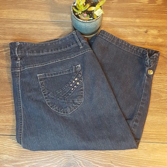 Nine West Jeans Capris High Rise Dark Blue Size 16 - Picture 1 of 8